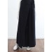 New dark blue ladies loose tie irregular wide leg cotton and linen pants