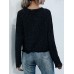 Women Printing O  Neck Long Sleeves Casual Loose Knitted Sweater