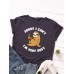 Women Cute Sloth Cartoon Slogan Print O  Neck Casual Short Sleeve T  Shirt